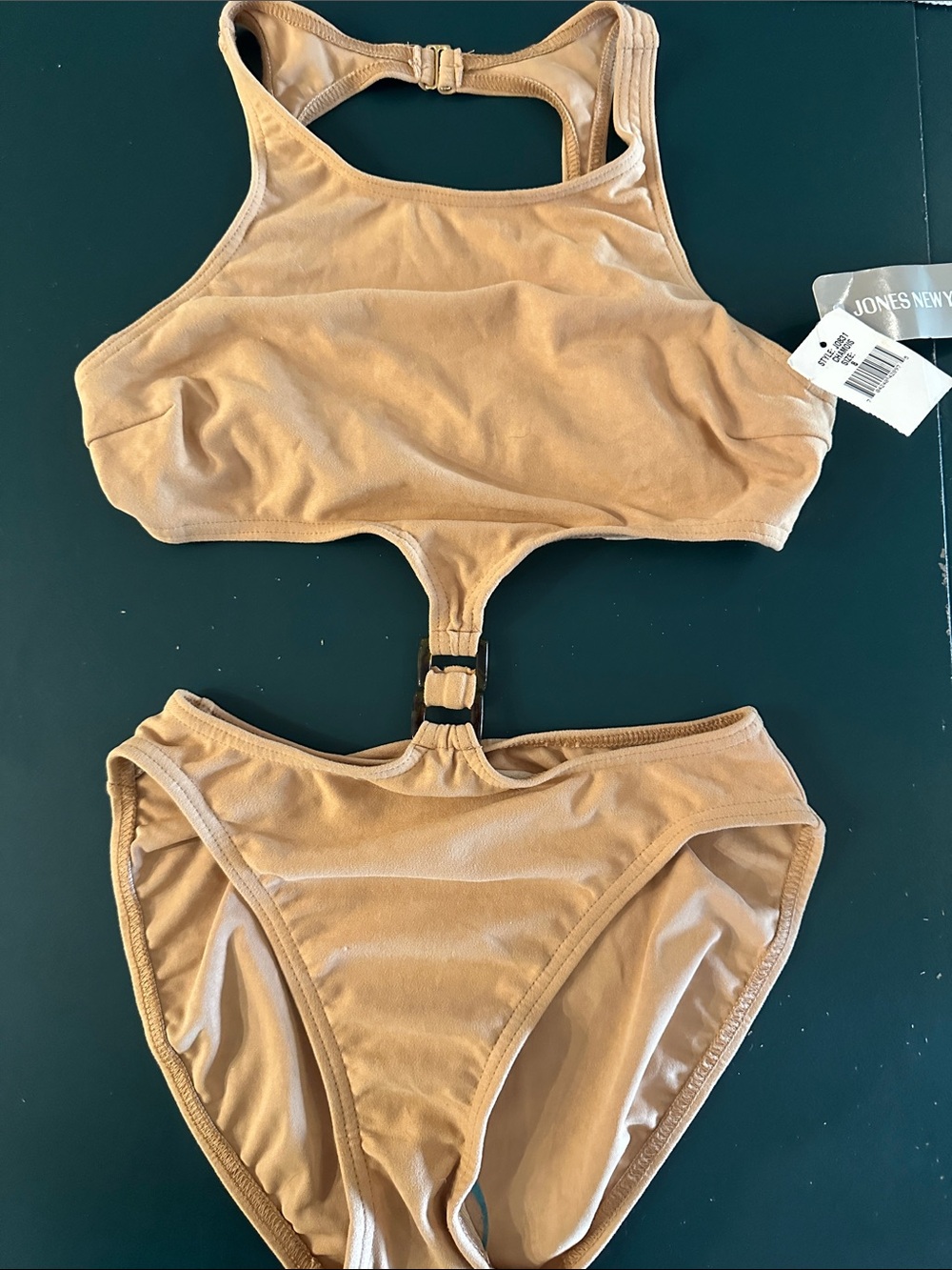 Jones New York Beige/Tan Two-Piece High-Neck Bikini